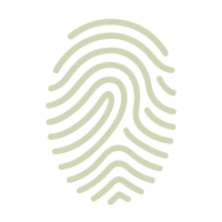 Ícono de huella forense en estilo minimalista para la categoría Crimen y Justicia Huella dactilar, símbolo de evidencia forense y análisis criminal