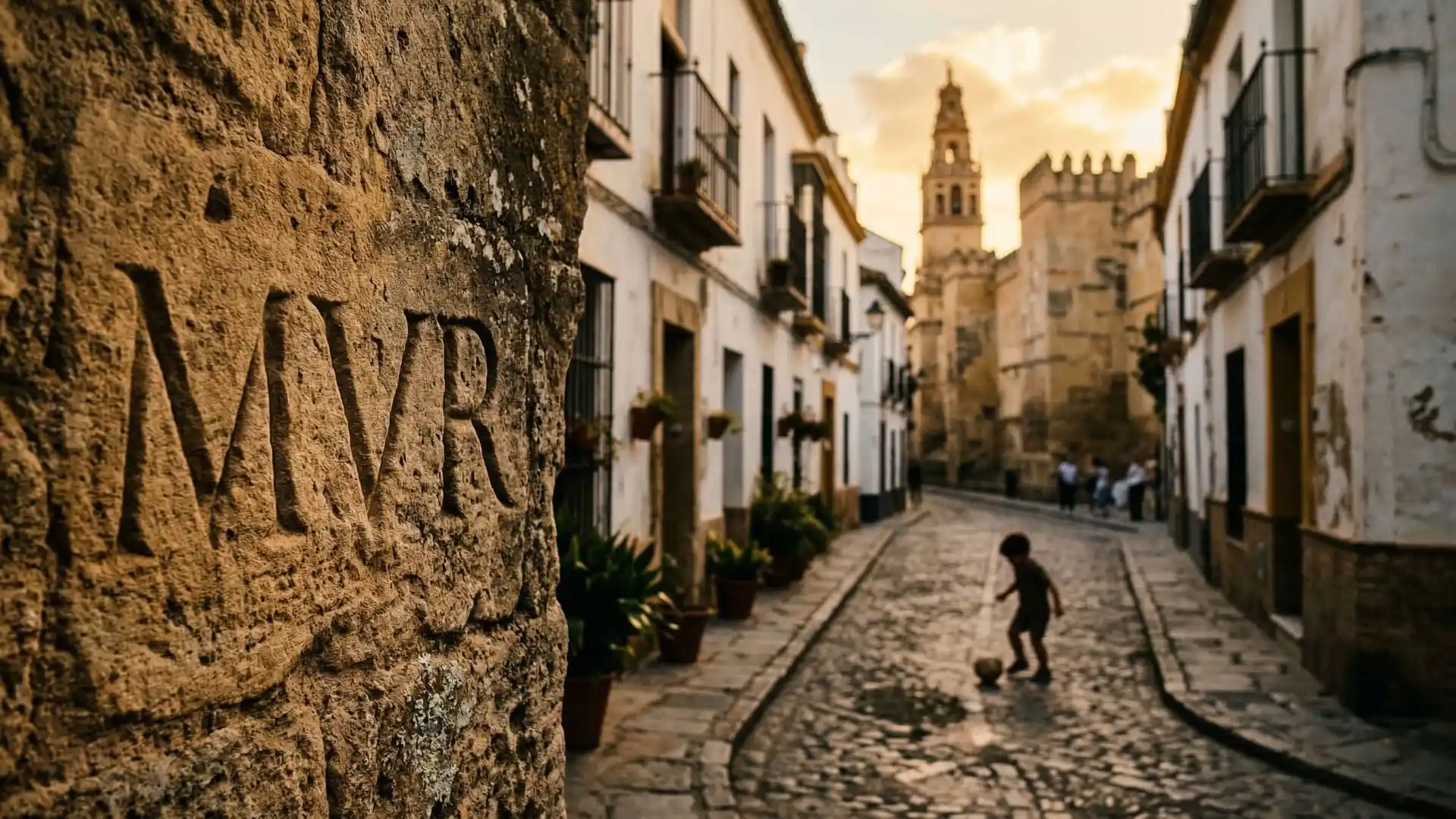 Calle de la Judería de Córdoba con la Mezquita al fondo, evocando la infancia y la memoria ligadas a José Carlos Aranda