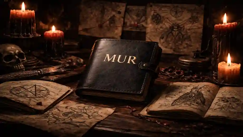 Mitos y realidades del satanismo representados en una mesa de investigación con símbolos ocultos y manuscritos antiguos